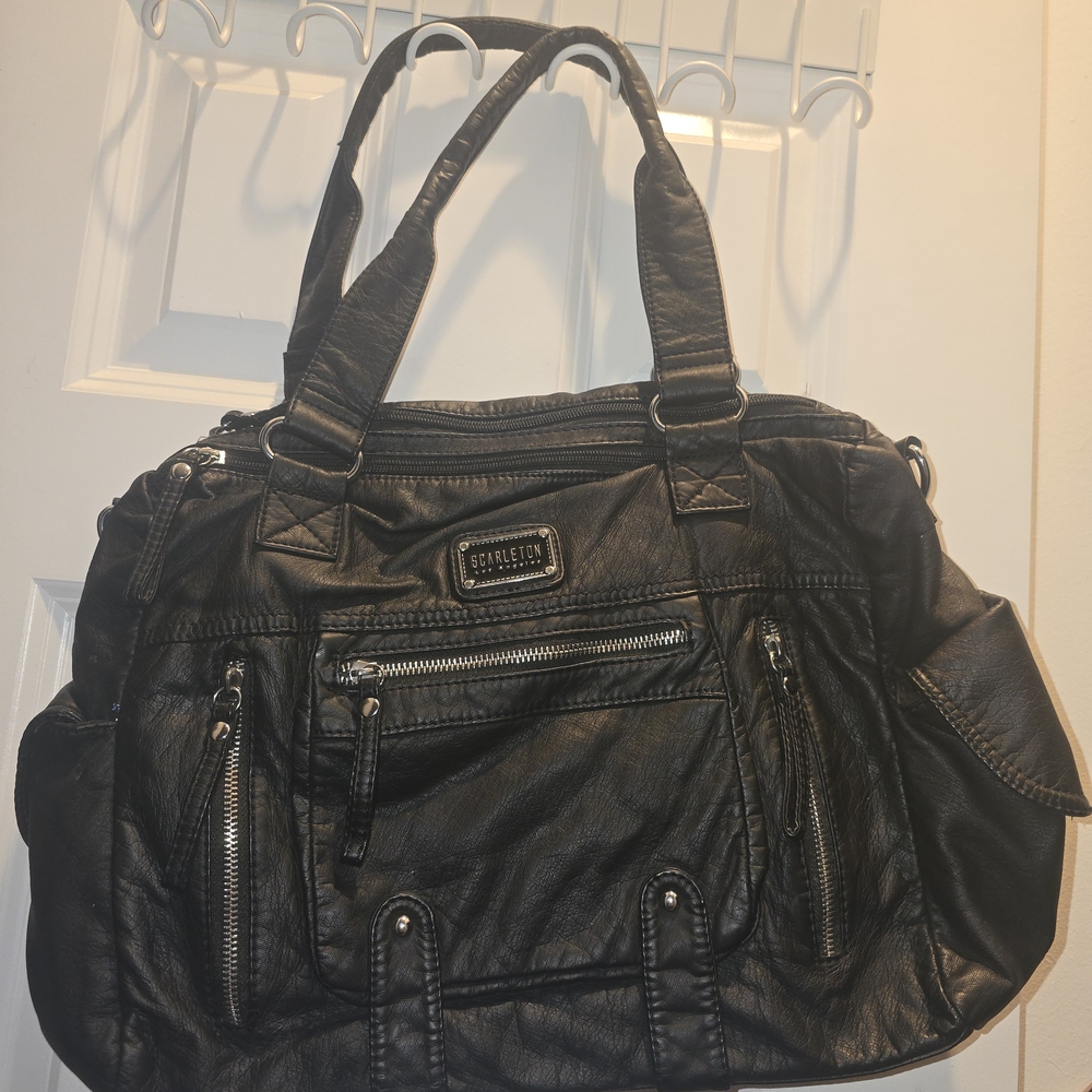 Scarleton Los Angeles Black Leather Shoulder Bag